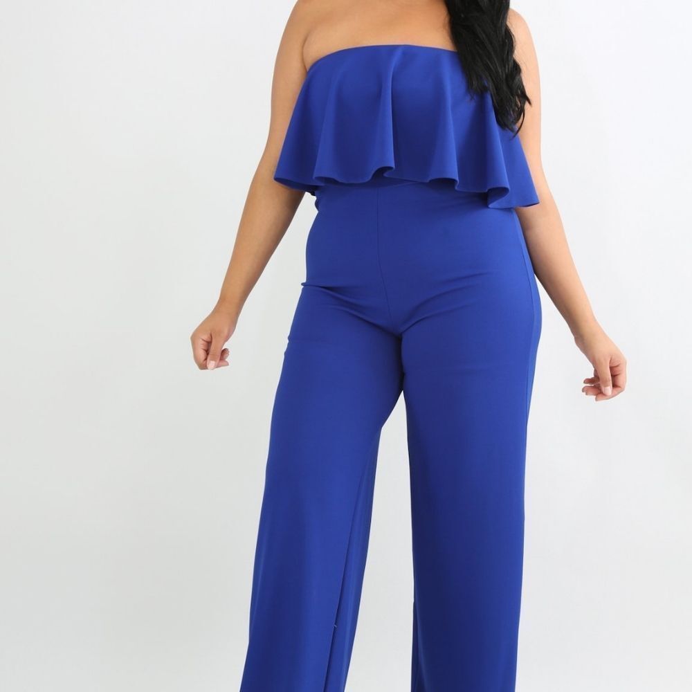 Tube Ruffled Back Zippered Jumpsuit - Picture 6 of 7